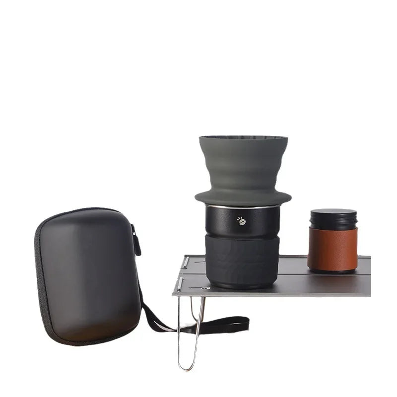 Collapsible silicone coffee dripper and protective travel case for convenient outdoor brewing