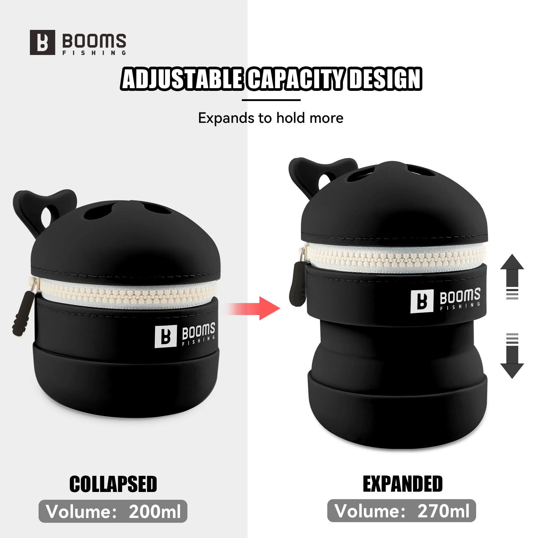 Collapsible fishing line waste container expanded view