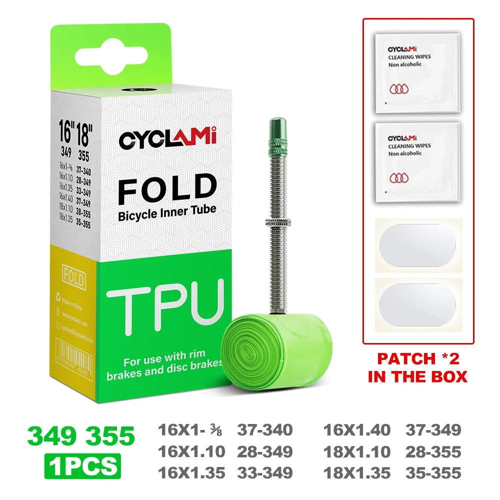 CYCLAMI fold bike TPU inner tube single pack with valve and patch kit