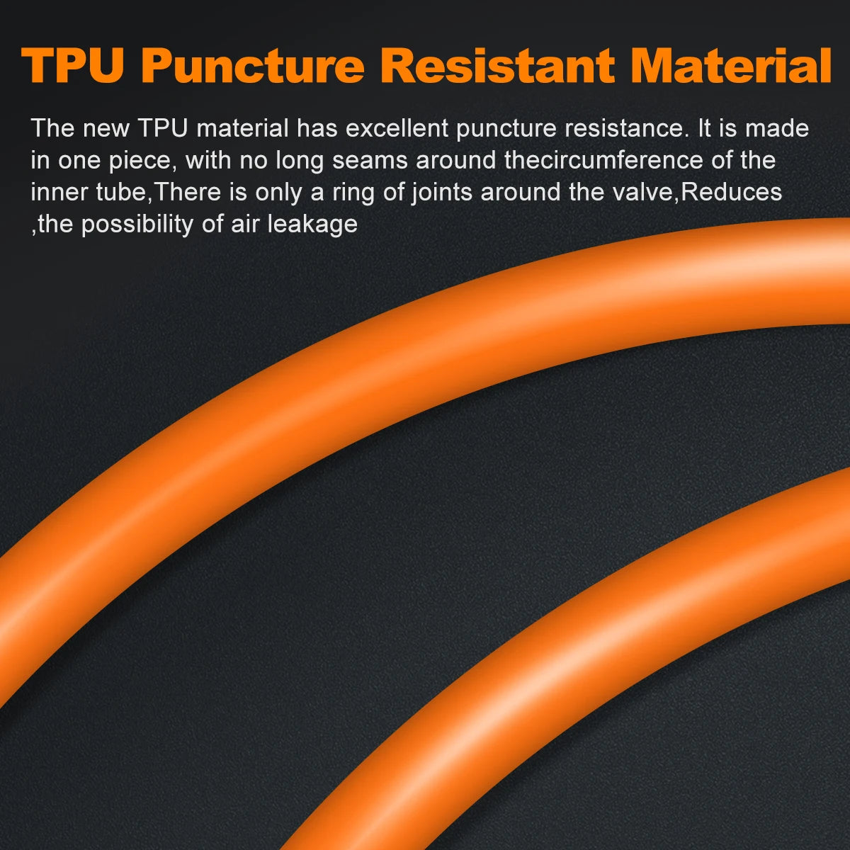 Close-up of CYCLAMI TPU puncture-resistant material showing smooth orange tubing texture