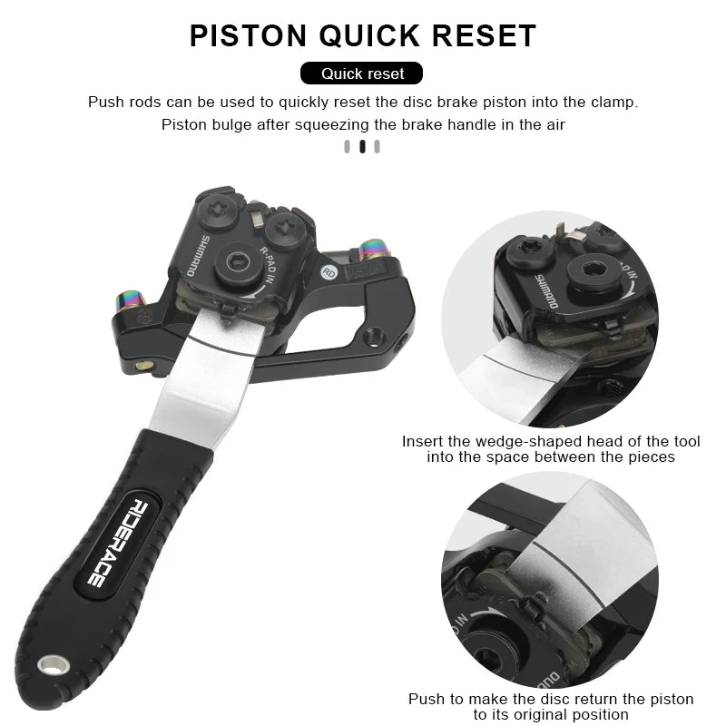 Disc brake rotor truing tool with piston quick reset function