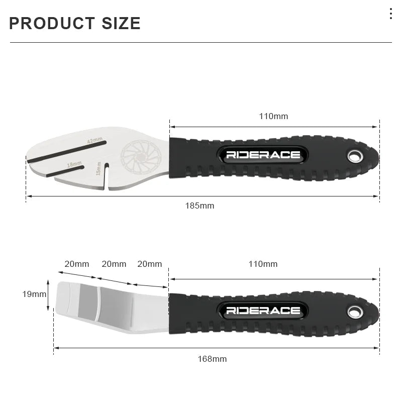 Disc brake rotor truing tool size diagram and dimensions