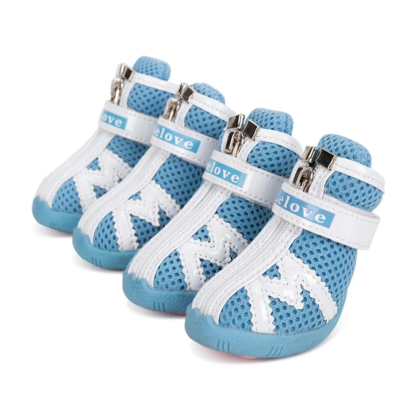 Light blue dog boots set of four