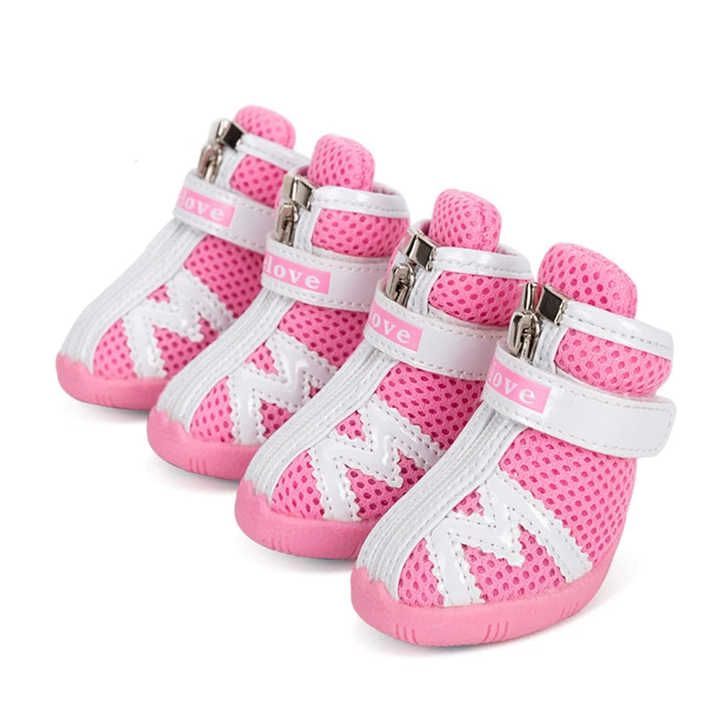 Pink dog boots set of four
