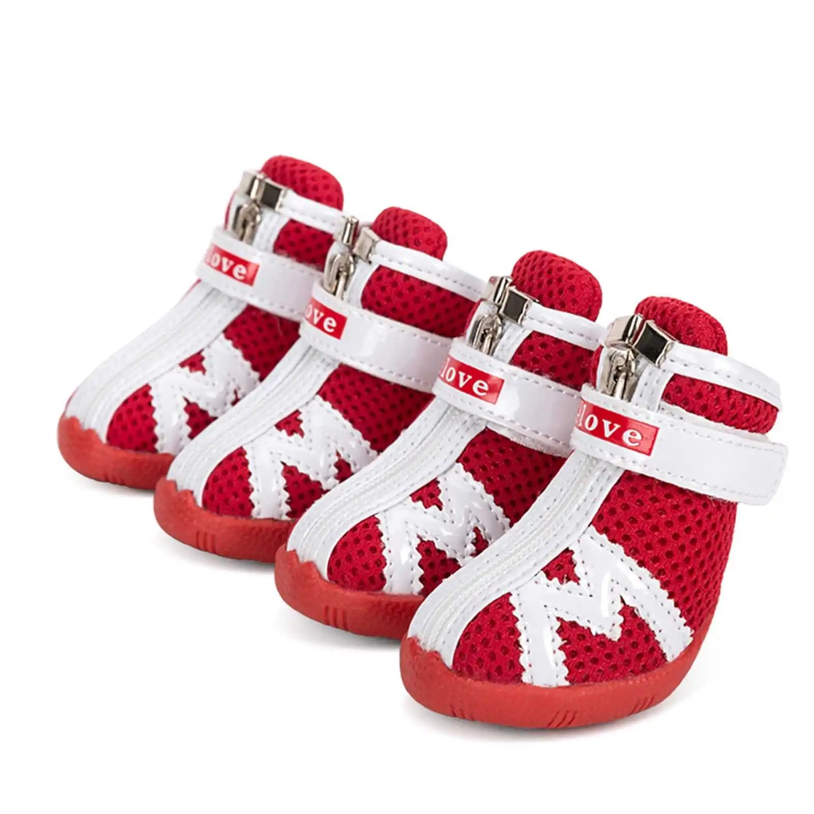 Red dog boots set of four