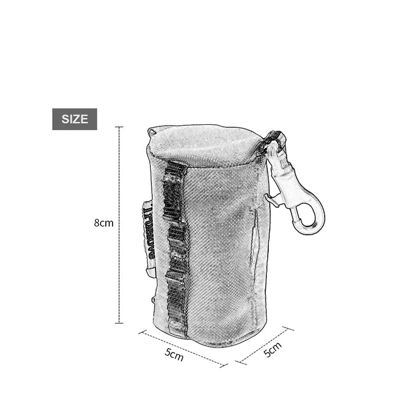 Dog poop bag holder size and dimensions diagram