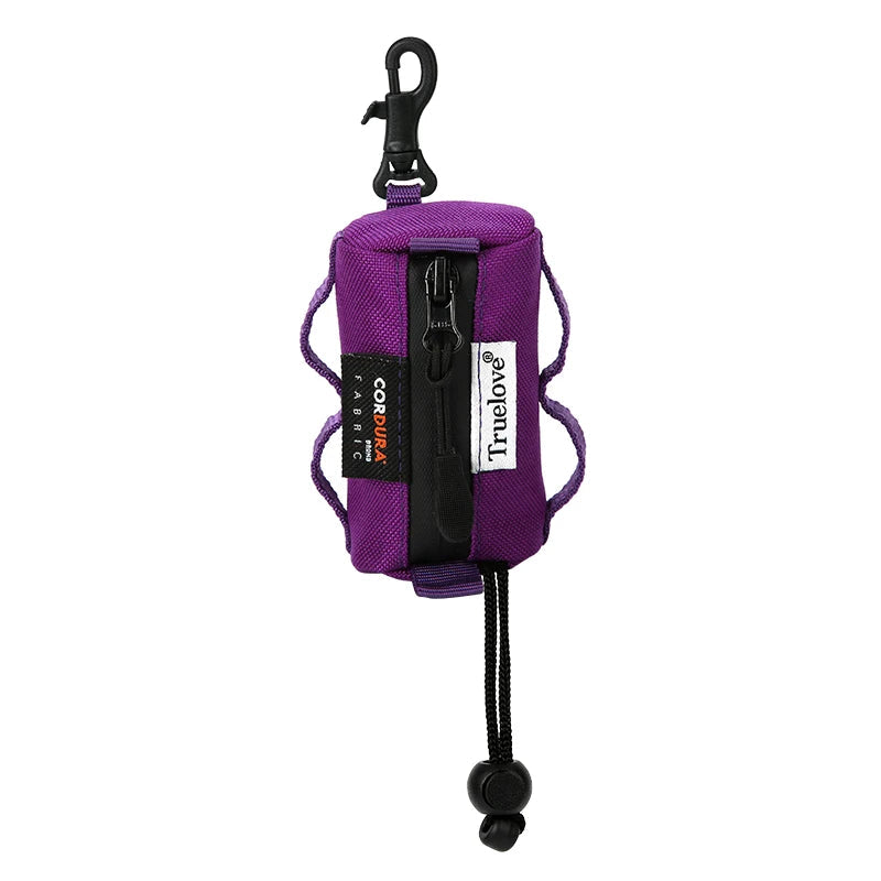 Purple dog poop bag holder with carabiner