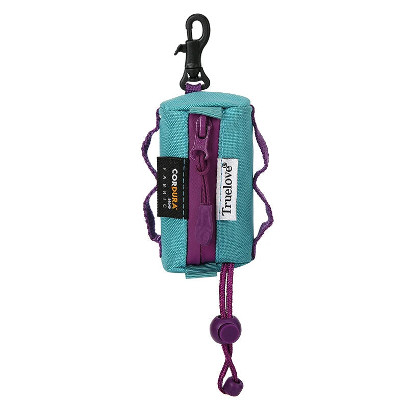 Teal and purple dog poop bag holder