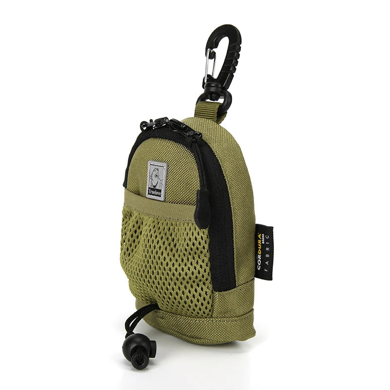 Olive green dog treat pouch with clip