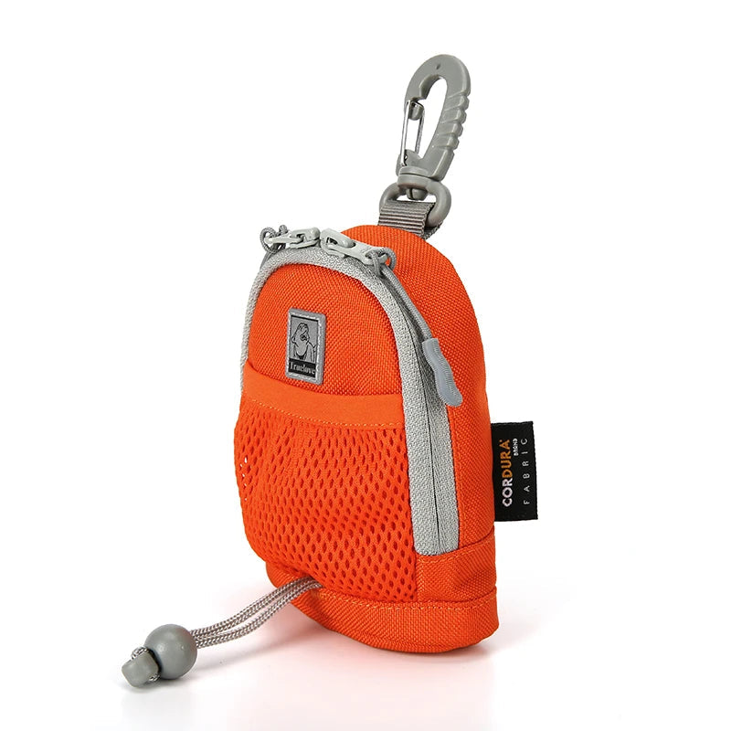 Orange dog treat pouch with clip