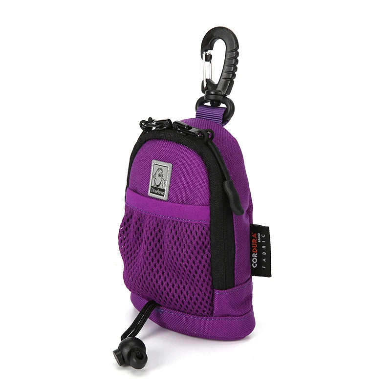 Purple dog treat pouch with clip