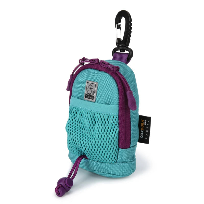 Teal dog treat pouch with clip
