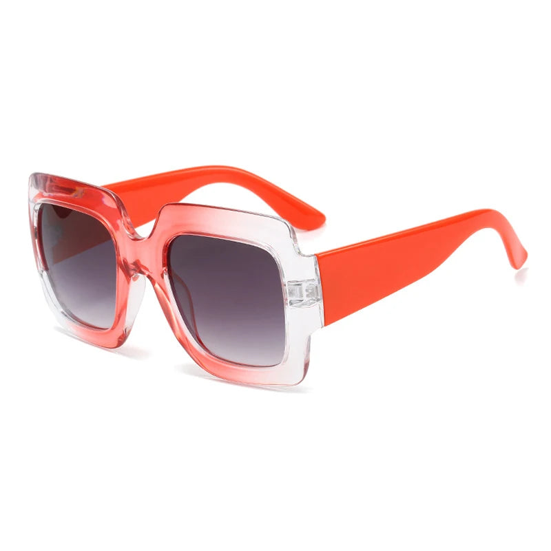 DOHOHDO orange oversized square sunglasses with brown gradient lenses for stylish protection and casual outdoor fashion