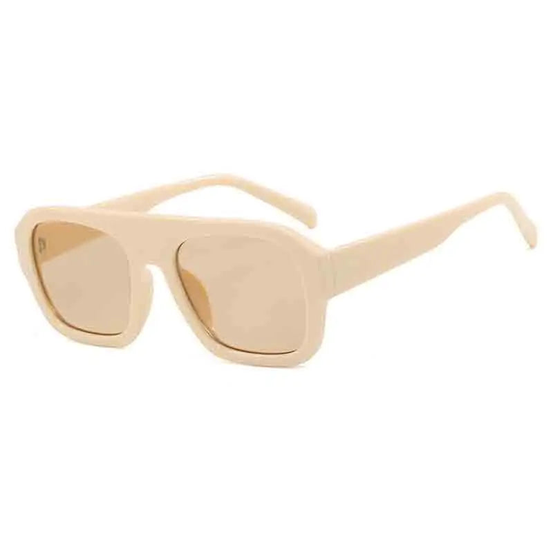 DOHOHDO beige oversized square sunglasses with brown gradient lenses for travel or urban wear