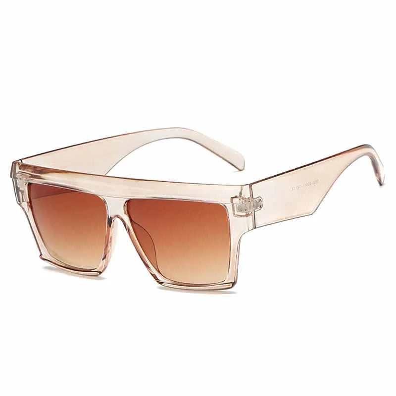 DOHOHDO oversized gold square sunglasses with brown UV400 lenses and fashion-ready look for outdoor wear