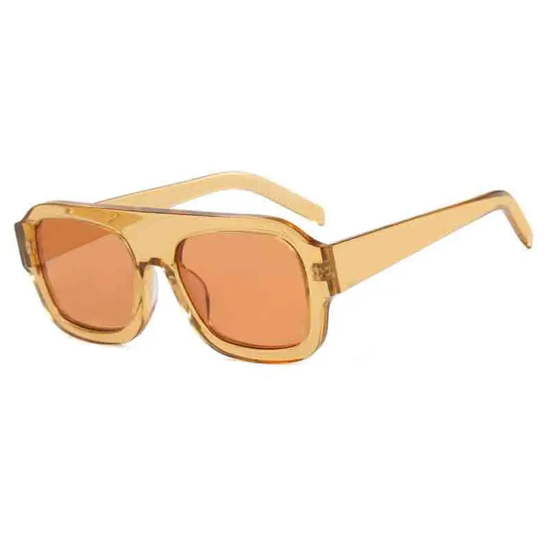 DOHOHDO gold square pilot sunglasses with rose gradient UV400 lenses for stylish driving use
