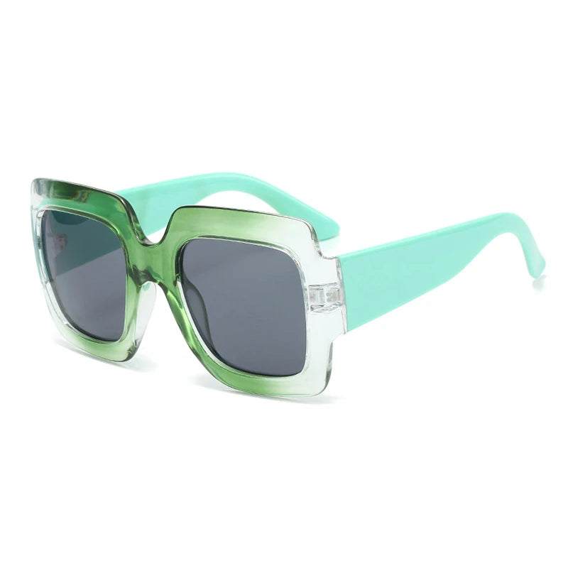 DOHOHDO green frame oversized sunglasses with blue gradient UV400 lenses designed for travel and urban wear