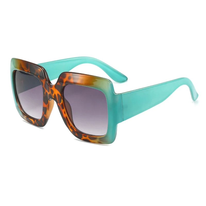 DOHOHDO green oversized square sunglasses with reflective mirror lenses and UV400 protection for outdoor fashion use