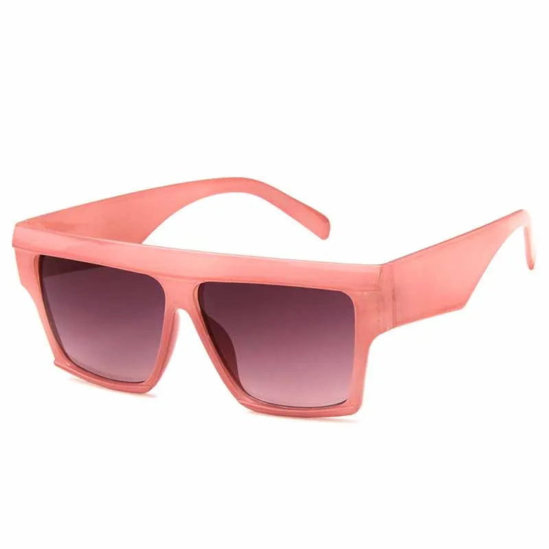 DOHOHDO oversized pink square sunglasses with red mirrored UV400 lenses and lightweight plastic frame