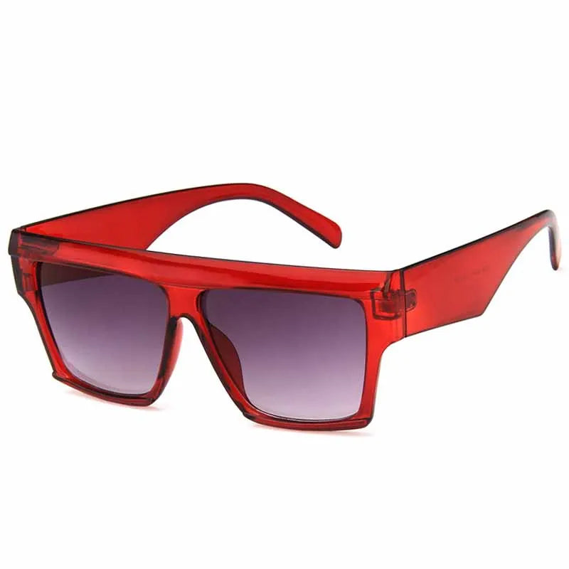 DOHOHDO oversized red square sunglasses with mirrored gradient lenses offering UV400 protection and modern flair
