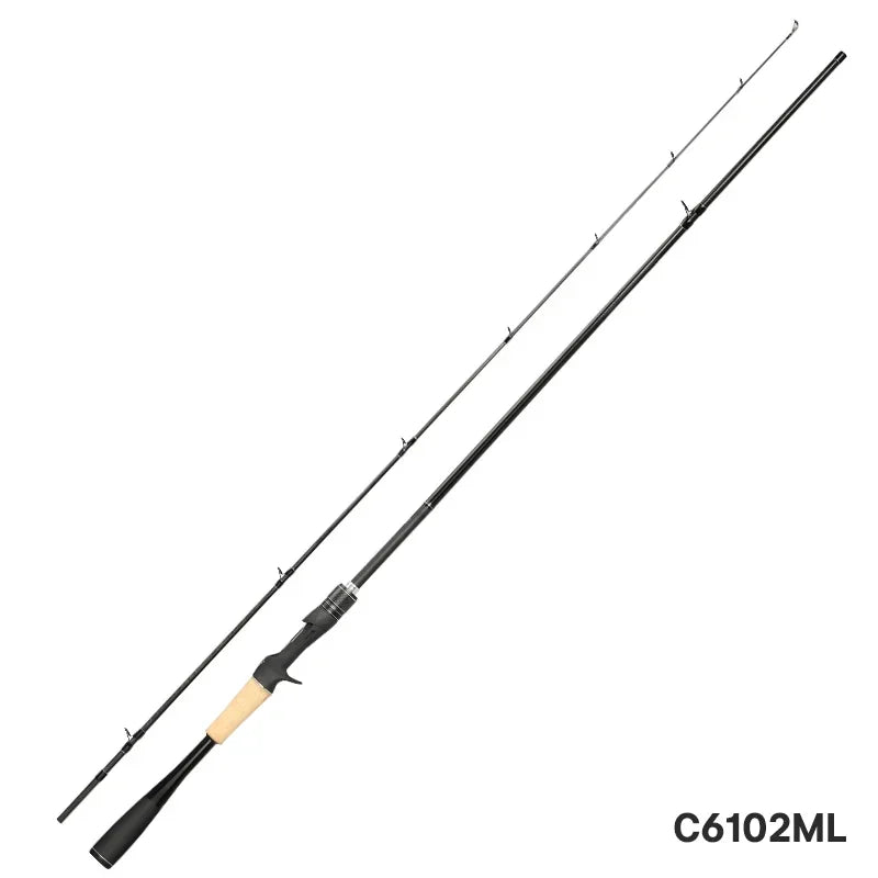 Medium-light spinning rod with carbon blank and precision guide layout