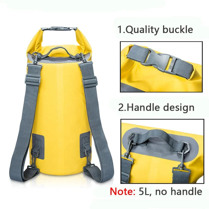 Waterproof dry bag backpack shoulder strap system
