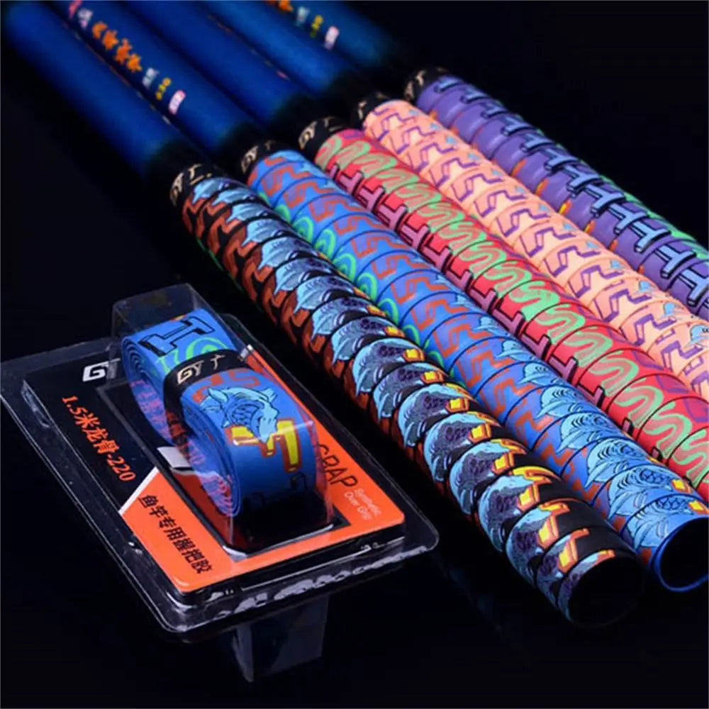 Multicolour EVA fishing rod grip wraps providing anti-slip control and sweat absorption