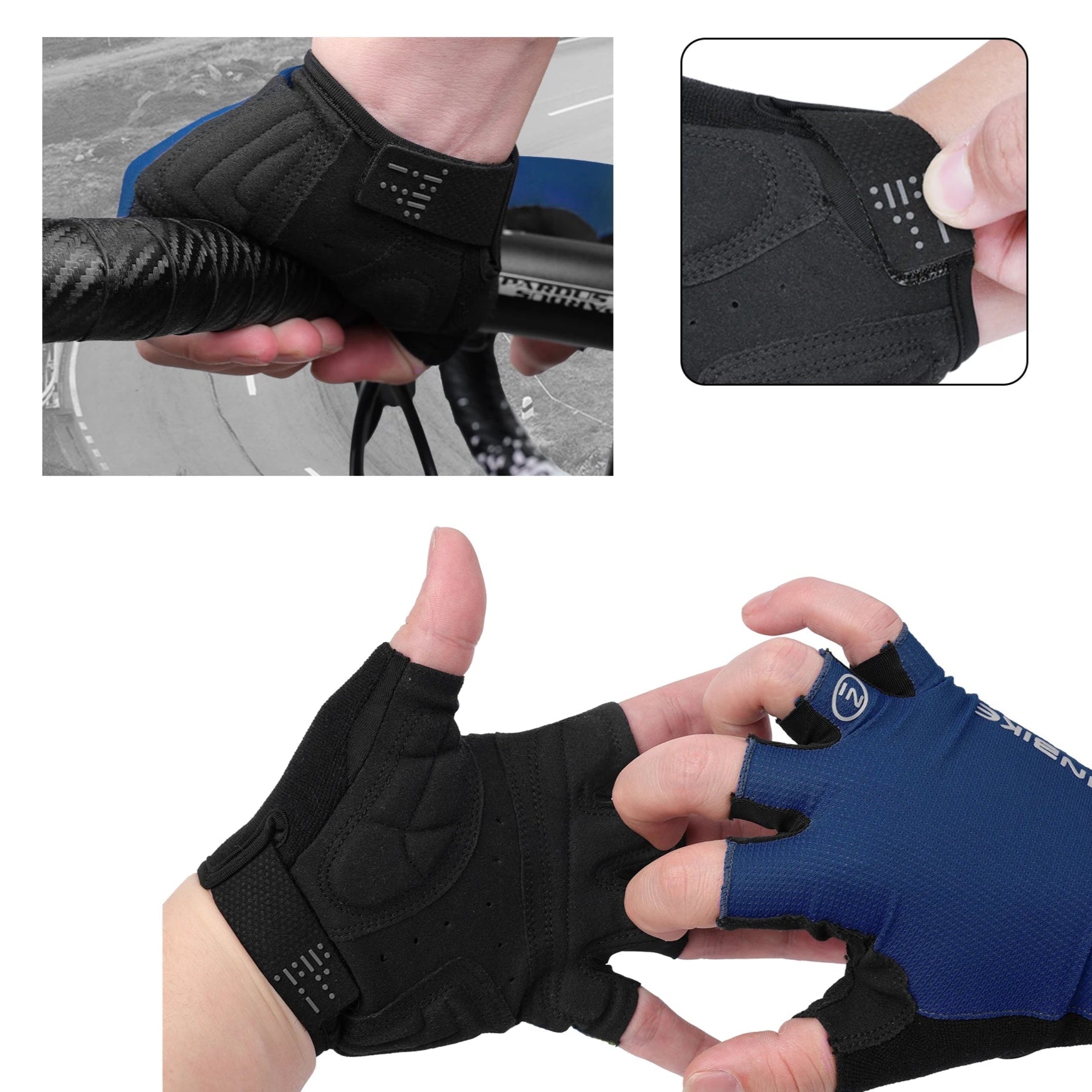 Fingerless cycling gloves with pull tabs for easy removal