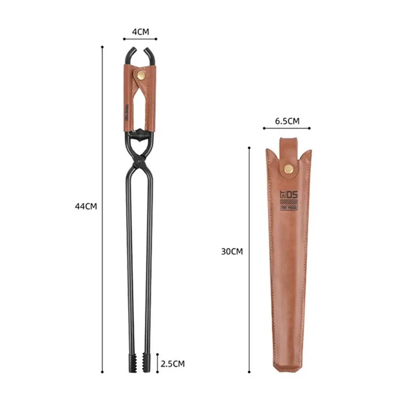 Fire poker tool with dimensions diagram