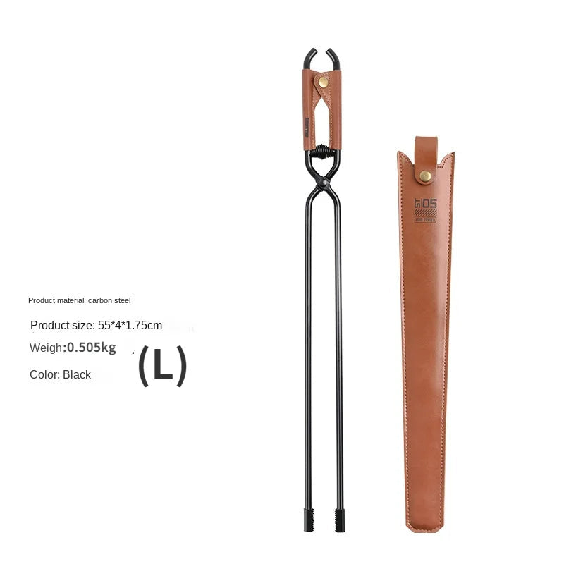 Large fire poker tool with measurements shown