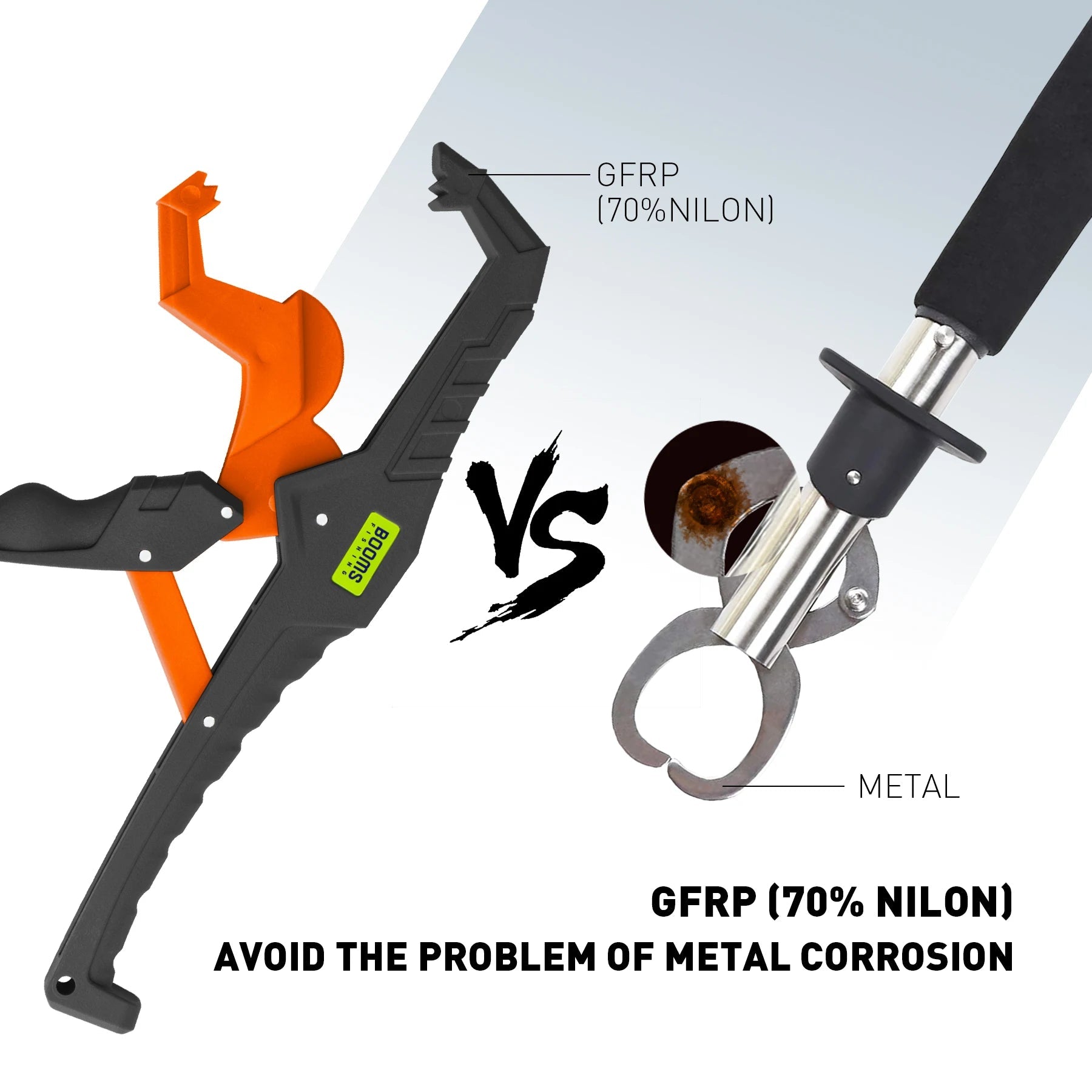 Fish lip gripper jaw design showing secure grip and corrosion resistance