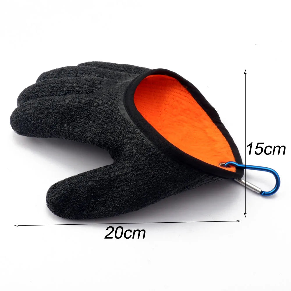 Fish handling gloves pair with orange inner lining
