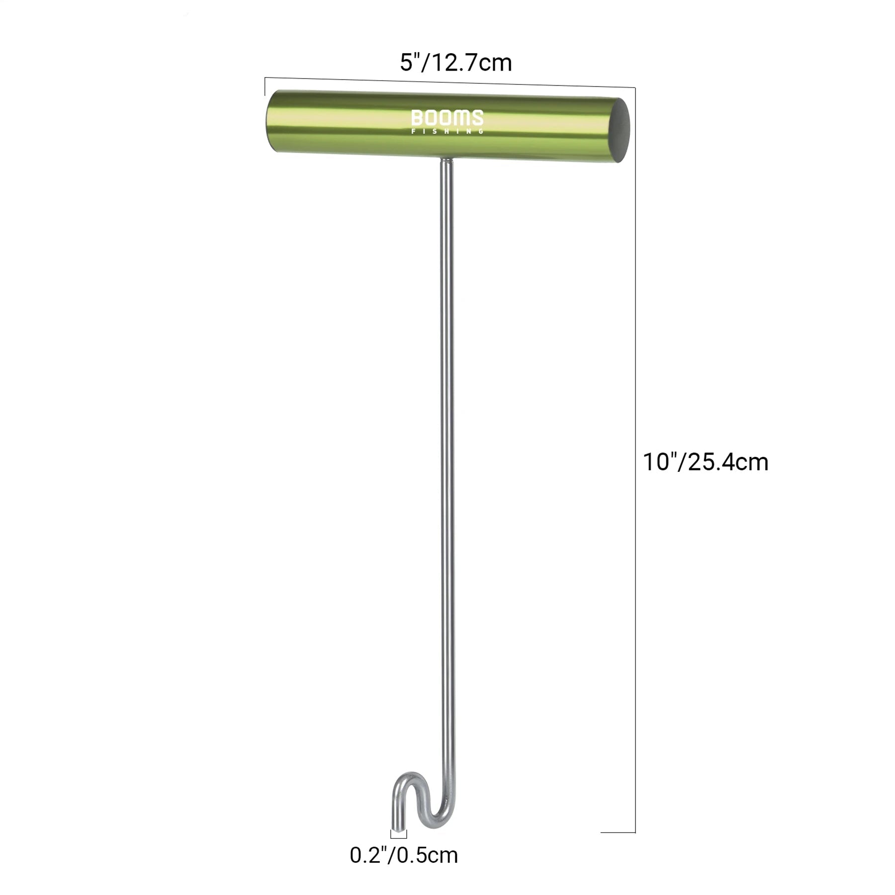 Fish hook remover tool showing 25cm length and handle design