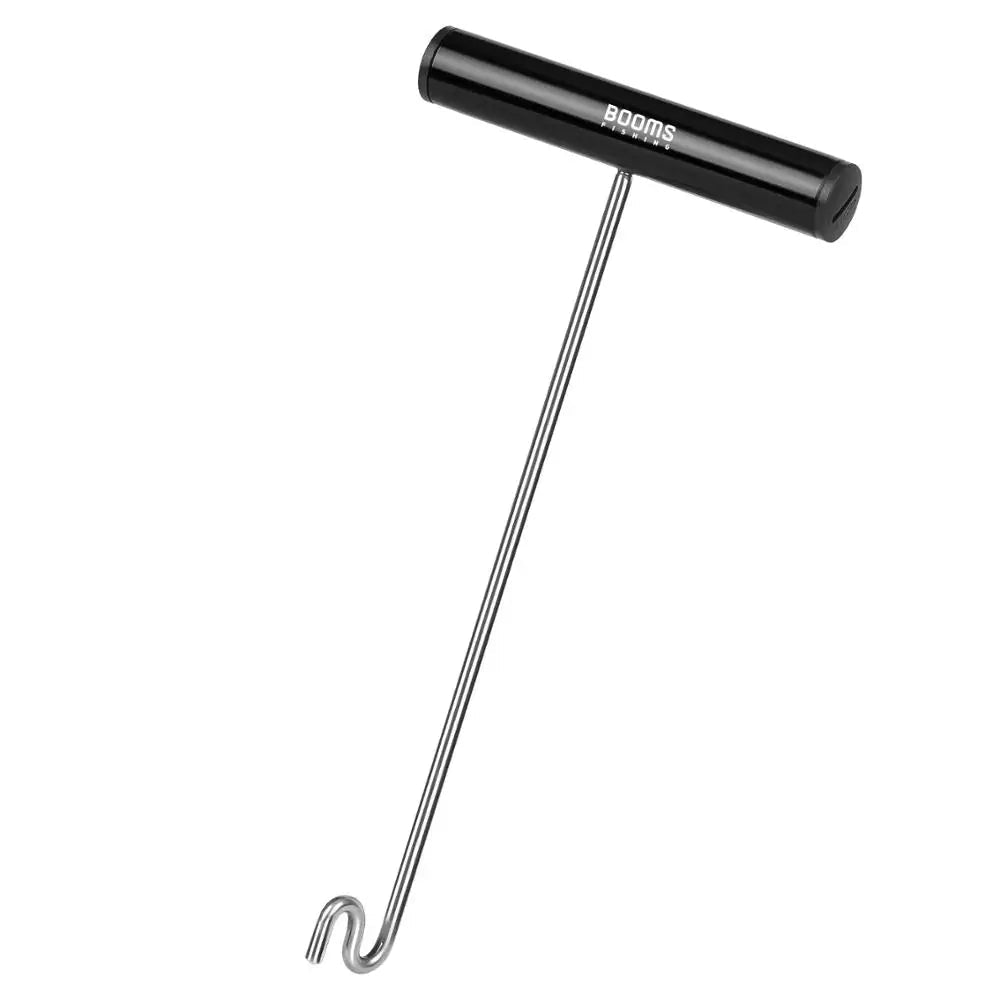 Fish hook remover tool with black handle and stainless shaft