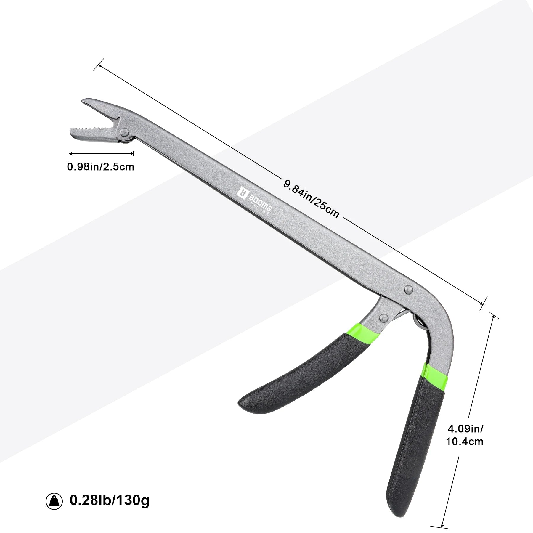 Fish hook remover pliers showing 25cm long reach handle design