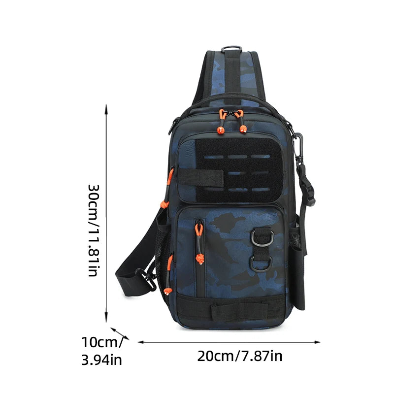 Measurement of fishing chest sling bag front view