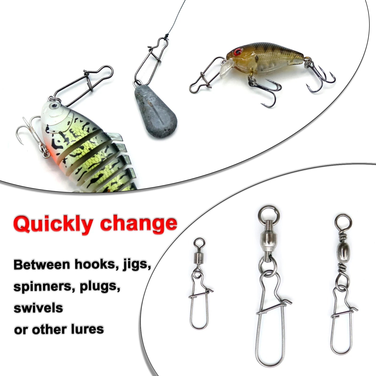 Duo lock snap connector used for lure and swivel connections