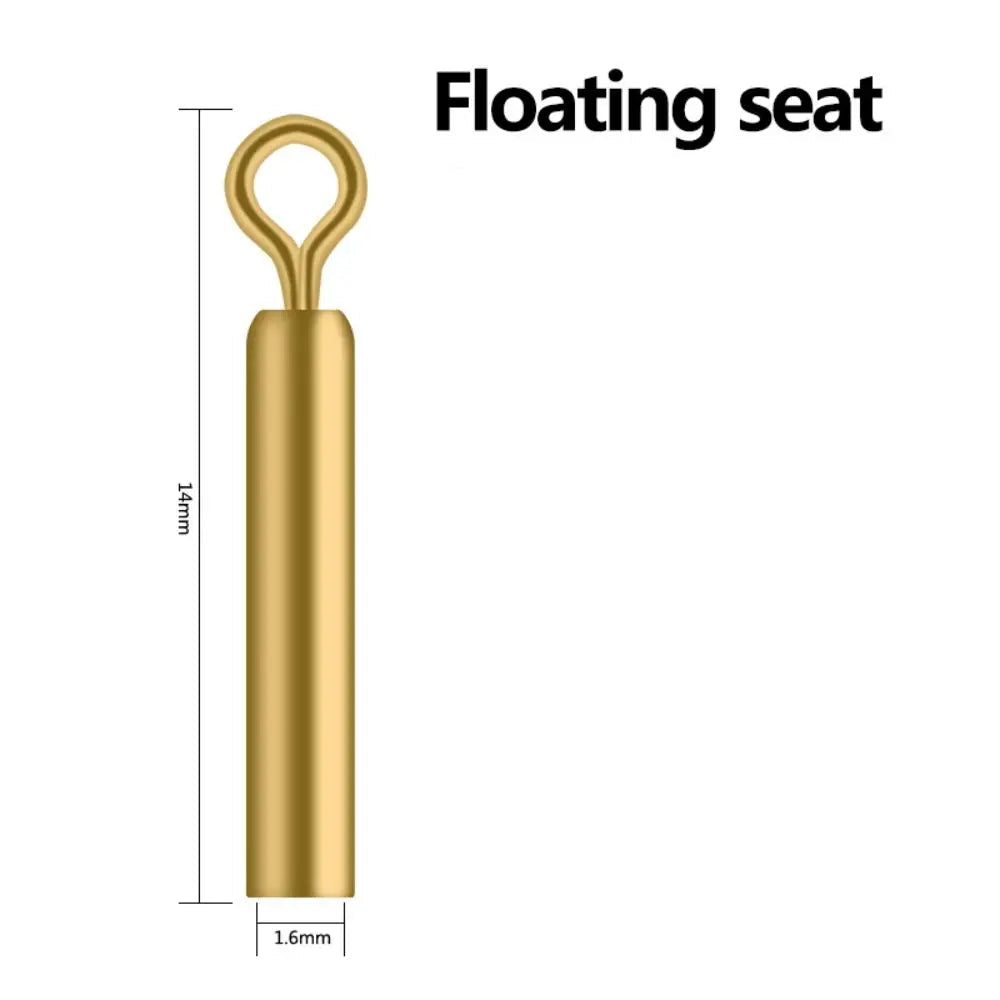 Diagram showing floating seat design and length details of brass fishing float holder