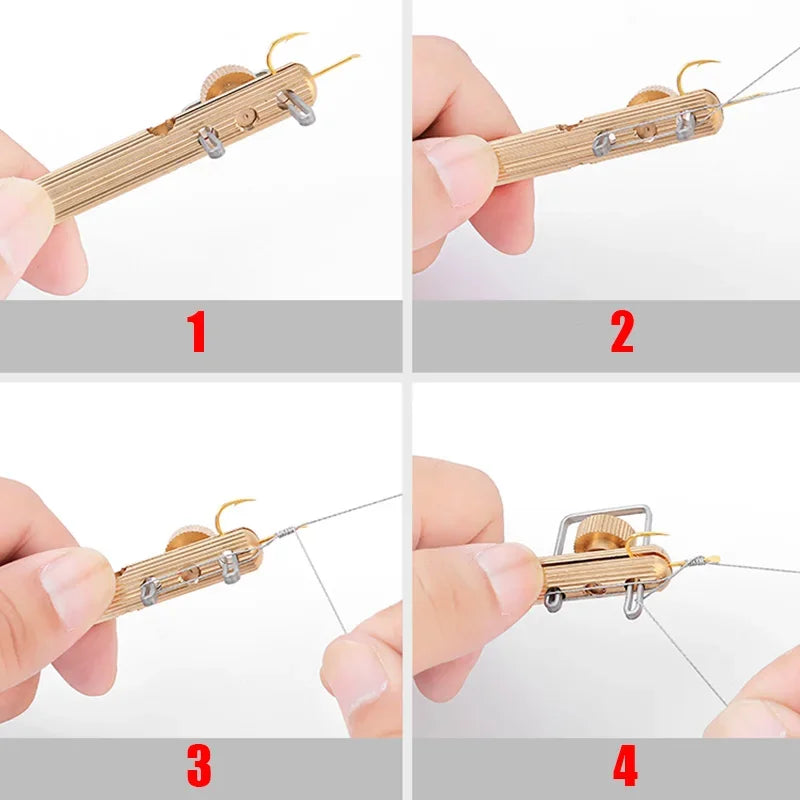 Fishing hook knot tying tool step by step instructions