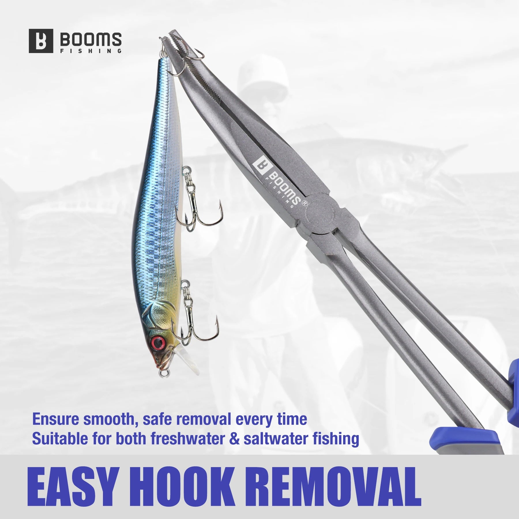 long nose fishing pliers removing hook from lure