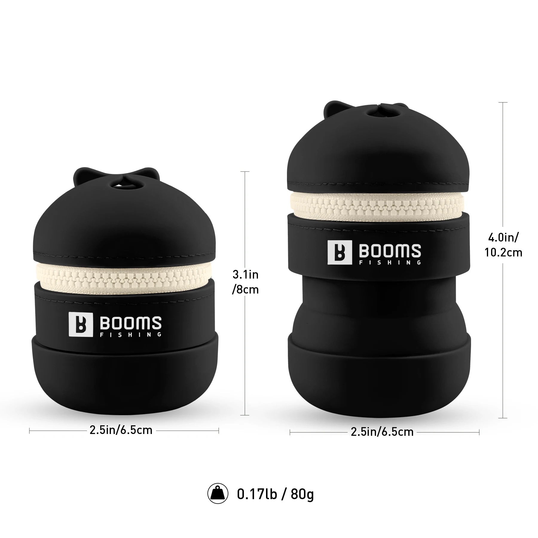 Fishing line waste container size comparison graphic