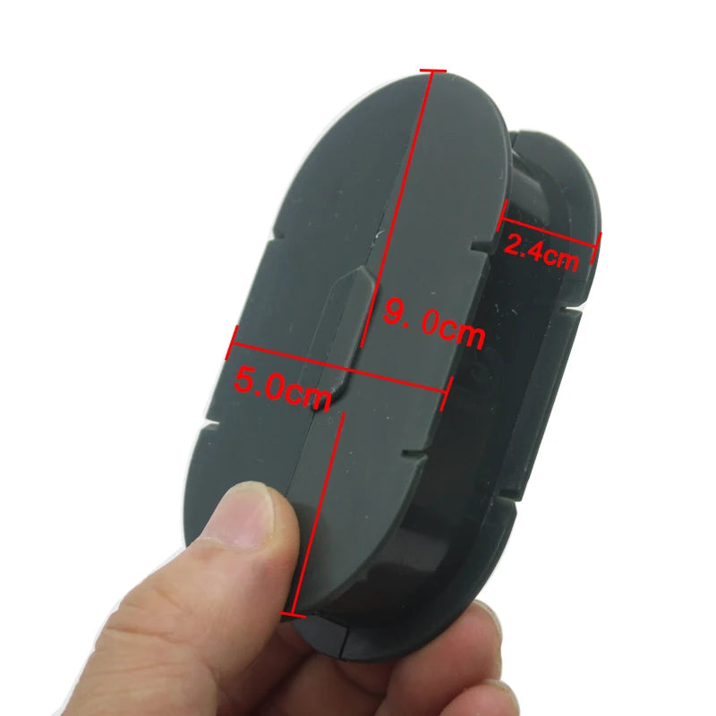 Side profile of fishing rig spool case showing width and clasp design