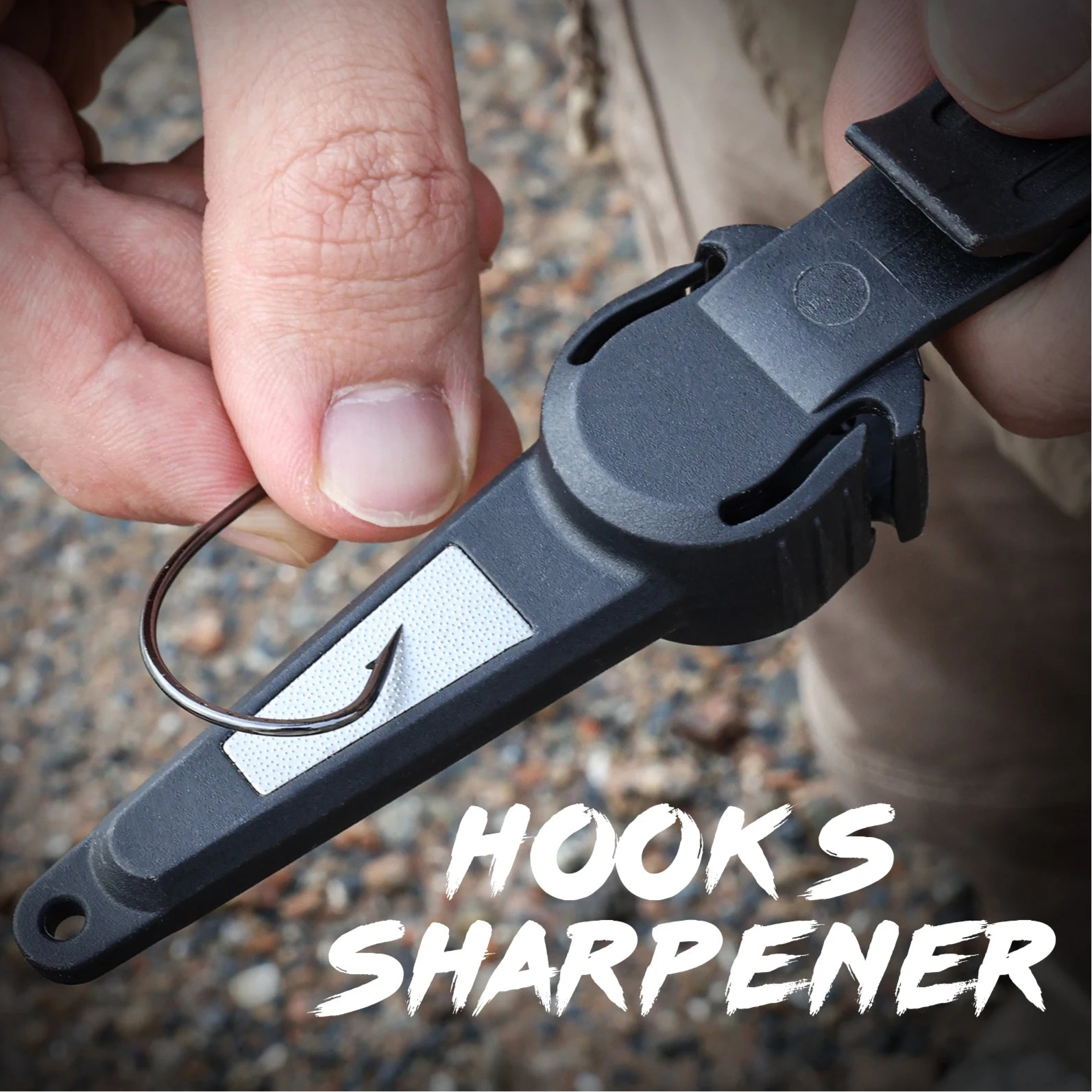 Fishing line scissors with built-in hook sharpener sharpening fishing hook