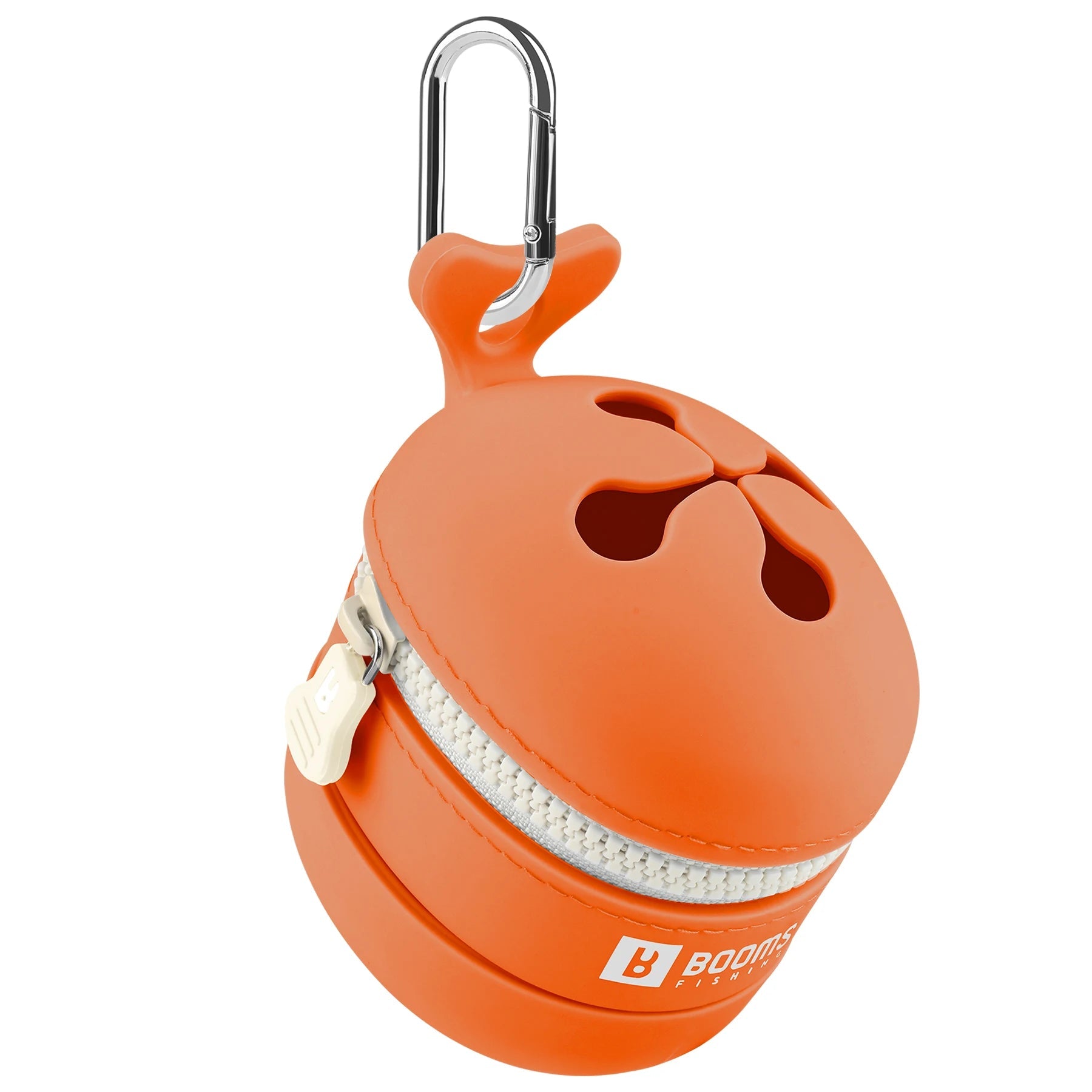 Orange silicone fishing line waste holder with clip