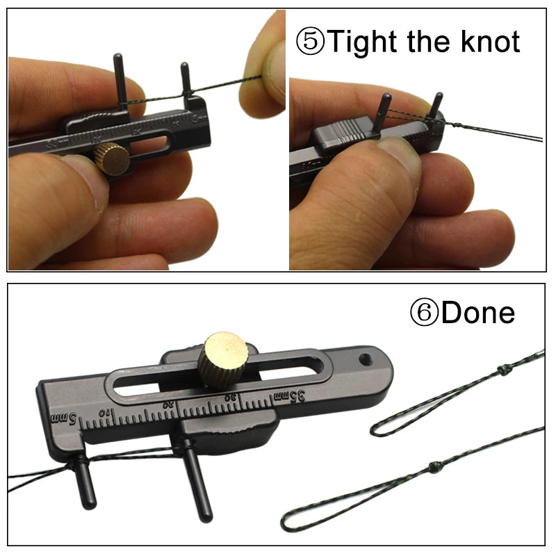 Fishing loop sizer tool tightening leader loop knot