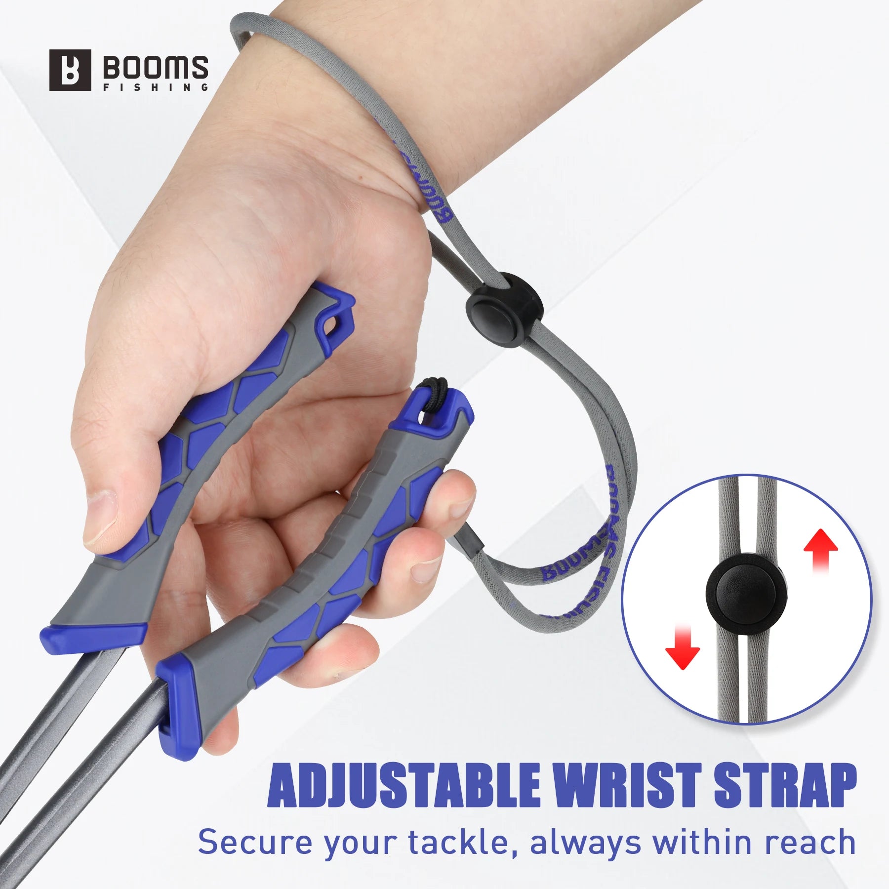 fishing pliers with adjustable wrist lanyard for secure handling