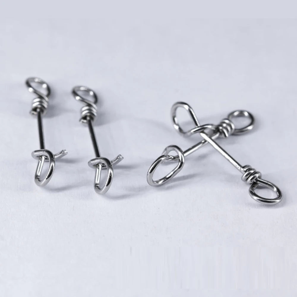 Quick lock snap connectors for fishing lure and rig changes