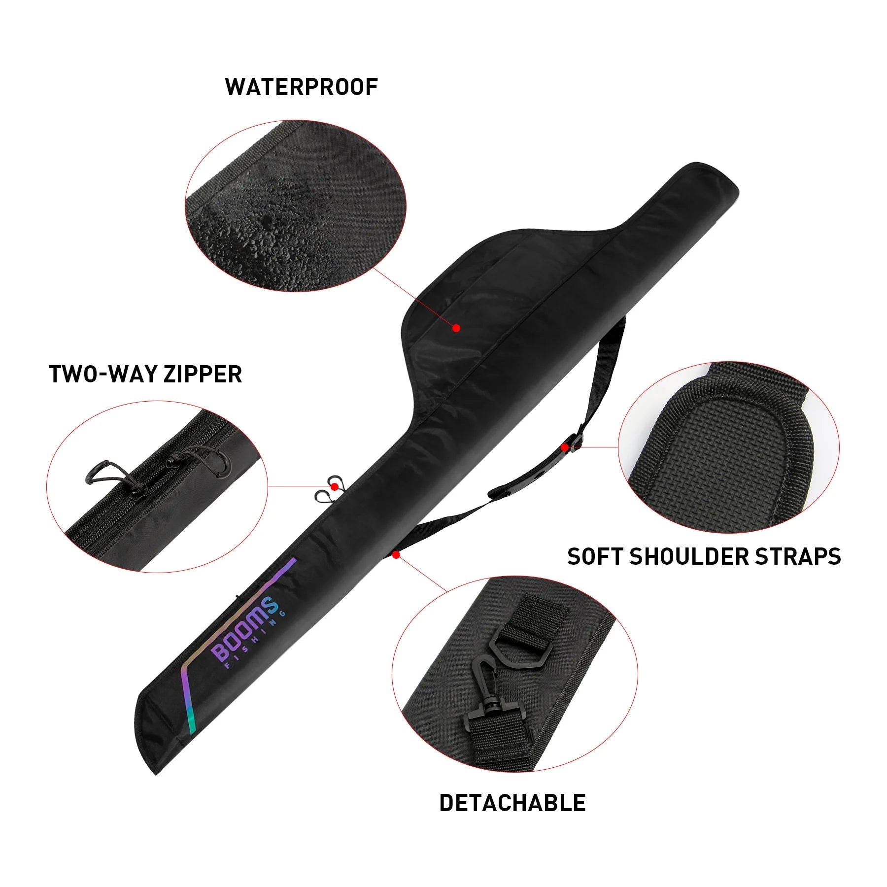 Fishing rod bag holding three rod and reel combos