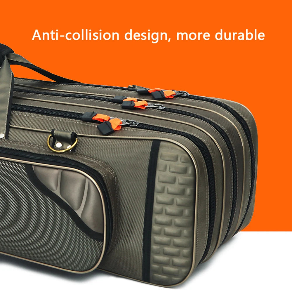 Fishing rod bag padded edge and reinforced structure