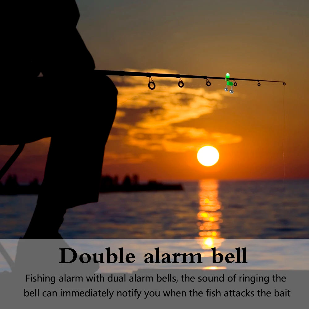 Fishing rod bell alarm with LED light during night fishing